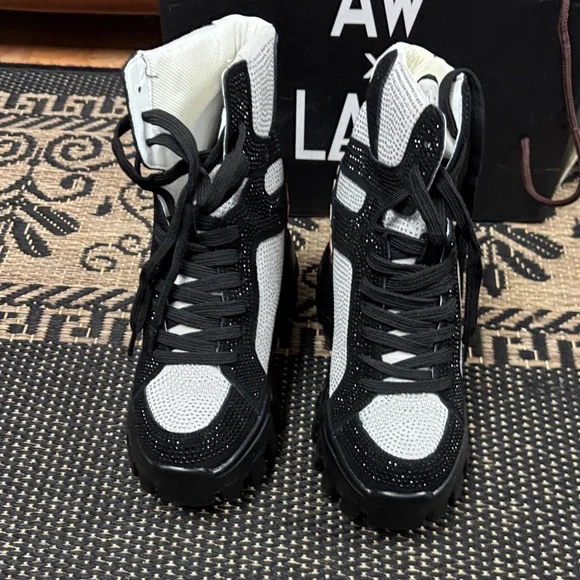 Anthony Wang x LASR Black and White High-Top Sneakers women’s 7.5 - Picture 6 of 13